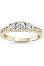 1ct 3 Stone Diamond Engagement Ring 14K Yellow Gold