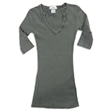 So Nikki - Girls Short Sleeve V-Neck Thermal Tunic Top, Charcoal