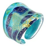 Antica Murrina Veneziana Marea - Blue and Gold Murano Glass Ring