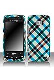 LG Ally VS740 Combo Blue Plaid Protective Case Faceplate Cover + LCD Screen ....