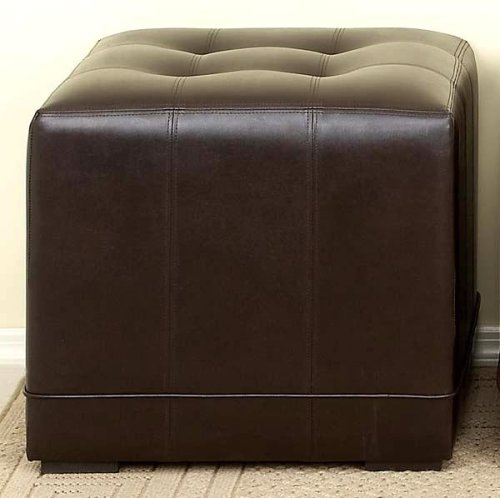Kitchen: Contemporary Chocolate Brown Bi Cast Leather SQUARE OTTOMAN