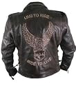 Xelement Embossed Eagle Retro Leather Biker Motorcycle Jacket - Brown - XXXL