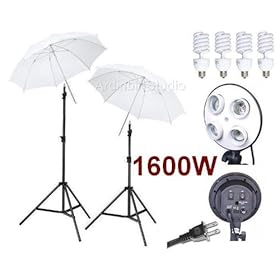 Ardinbir Studio 1600W Photo White Translucent Umbrella kit with Continuous Light, Socket and Stand