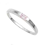 Sterling Silver Baby Ring with Pink CZ - 2mm Band Width - 1mm Face Height - Sizes: 1-4