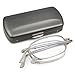 Silver Folding Foldable Full Frame Rim Reading Glasses Eyeglasses Eyewear + Carrying Protective Hard Case +2.00