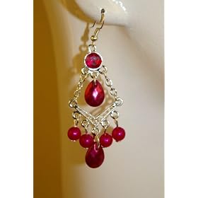 Saka's Silver Toned Acrylic Beads Chandelier Earrings