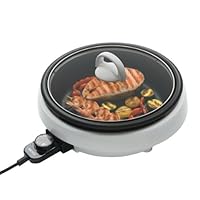 Aroma Housewares ASP-137 3-in-1 3-Quart Super Pot with Grill Plate, White/Black