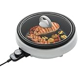 Aroma Housewares ASP-137 3-Quart/10-inch 3-in-1 Super Pot with Grill Plate, White/Black