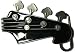 BASS GUITAR HEADSTOCK (BLACK) BELT BUCKLE + display stand