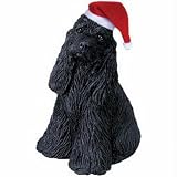 Cocker Spaniel black w/Santa hat ornament Sandicast