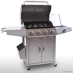 EDELSTAHL GASGRILL Silber, M�lleimer + neu Knopf GAS GRILL GRILLWAGEN BARBECUE BBQ MIT TEMPERATURANZEIGE