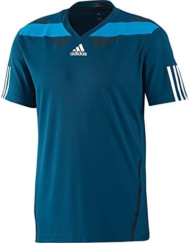 Men's AdiPower Barricade Tennis Crew T-Shirt, Tribe Blue/Wht/Solar Blu, Medium