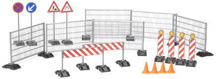 Bruder construction set: railings, site signs and pylon…