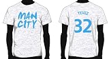 Manchester City Hero Soccer Tee: Carlos Tevez, Adult Medium | Ash Grey