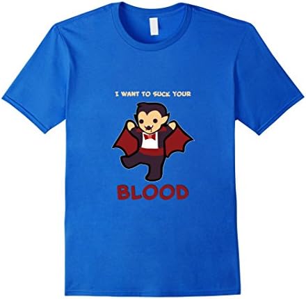 Men's I Want To Suck Your Blood Count Dracula Vampire Scary Tshirt 3XL Royal Blue
