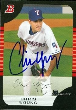 Chris Young Autographed/Hand Signed MLB Baseball Card (Texas Rangers) 2005 Bowman #BDP28