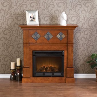 SEI Monticello Electric Fireplace in Walnut