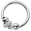 Sterling Silver 925 Jet Eye Snake Captive Ring