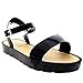 Womens Flatform Buckle Peep Toe Wedge Vacation Festival Strappy Sandals - Black - 8 - 39 - CD0129
