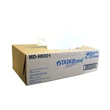 TaskBrand MD-H6001 White Interfold Medium Duty Spunlace Cleaning Wipers in 180 Count Dispenser Case