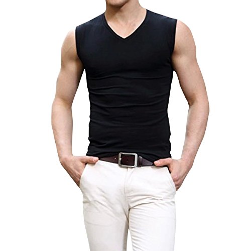 Pishon men s sleeveless tee shirts cotton casual fitted…