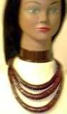N8, Graduated Wooden Discs Exquisitley Ethnic African Three Strand Necklace Matching Earrings for Women and Teens