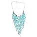 Qiyun (TM) Y Small Beaded Bib Fringe Tassel Pyramid Triangle Collar Choker Bib Necklace