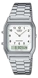  : Casio Men's Analog Digital 2 Time Silver Metal Band Watch Model AQ-230A-7D