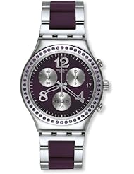 Swatch YCS573G Secret Thought Aubergine Chrono Purple/Silver Unisex Watch NEW