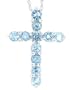 0.75ct Aquamarine Gemstone Cross Pendant in 14Kt White Gold w/chain