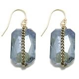 Amber Earrings with Blue Shadow Crystal