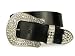 Ladies Snap On Western Rhinestone Plain Leather Belt Color: Black Size: L/XL - 39