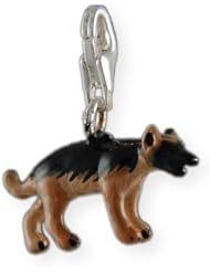 MELINA Charms clip on pendant German Shepherd dog sterling silver 925 enamel