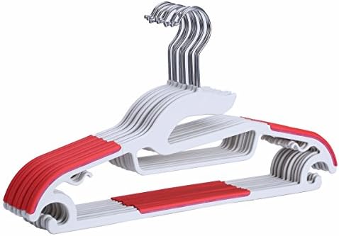 Homlove Dry Wet Amphibious Hanger light red Set of 10 non-slip Shoulder Design, Steel Swivel Hooks