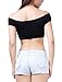 Allegra K Women Off Shoulder Short Sleeves Slim Fit Crop Tube Top Black S