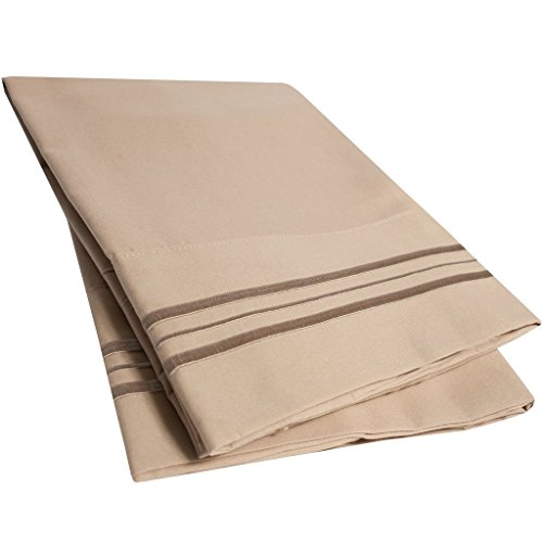 1500 Supreme Collection 2 Pack Bed Pillow Cases - Luxury Embroidered Premium Softness and Wrinkle Resistant Breathable Additional Pillowcases For Bed Sheets - 12 Colors - King, Taupe