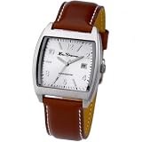 BEN SHERMAN GENTS BROWN OILY LEATHER SILVER DIAL ADJUSTABLE STRAP WATCH S304
