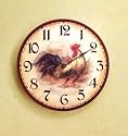 Antique Finish Wood Country Rooster Wall Clock