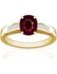 18K Yellow Gold Cushion Cut Ruby Ring With Sidestones