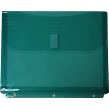 Filexec Poly Envelope, Letter, Side-load, Velcro Closure, 3-Hole Punched, Green (Pack of 12) (50088-17225)
