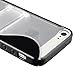 Black S-Line Wave Design TPU Bumper Gel Shell Back Case Cover Skin with Stand for iphone 5 5G 5th Gen