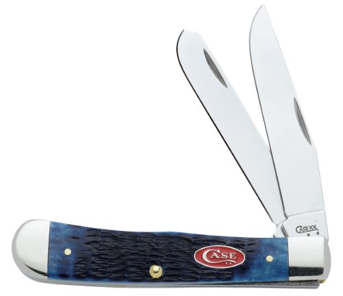 Case Cutlery 7051 Case Trapper Pocket Knife with Stainless Steel Blades Navy Blue Bone