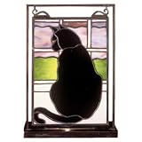 Meyda Tiffany Cat Mini Accent Stained Glass Window