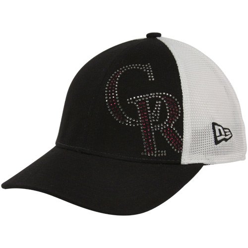 New Era Colorado Rockies Youth Girls Black Jersey Shimmer Adjustable Hat