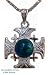 Sterling Silver Jerusalem Cross with Large Eilat Stone Women's Men's Spiritual Religious Holy Land Jewelry