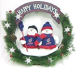 Cleveland Indians 20" Team Snowman Wreath - Baseball Sports Merchandise
