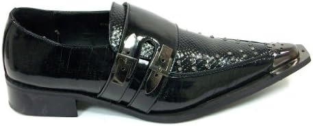 Mens Black S1306 Black Pointy Monk Strap Dress Loafers Shoes