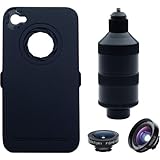 iPro Lens System for Apple iPhone 4 & 4S with Cases, Handle, Fisheye & Wide-Angle Lenses