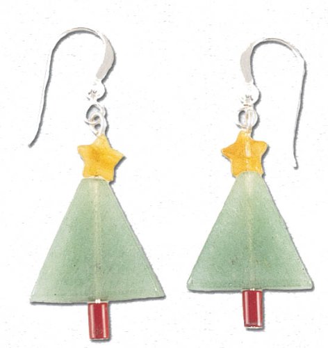 Solid Sterling Silver Christmas Tree Earrings