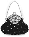 Black Evening Purse Bag Embellished w/Crystals Sparkling Vintage Style
